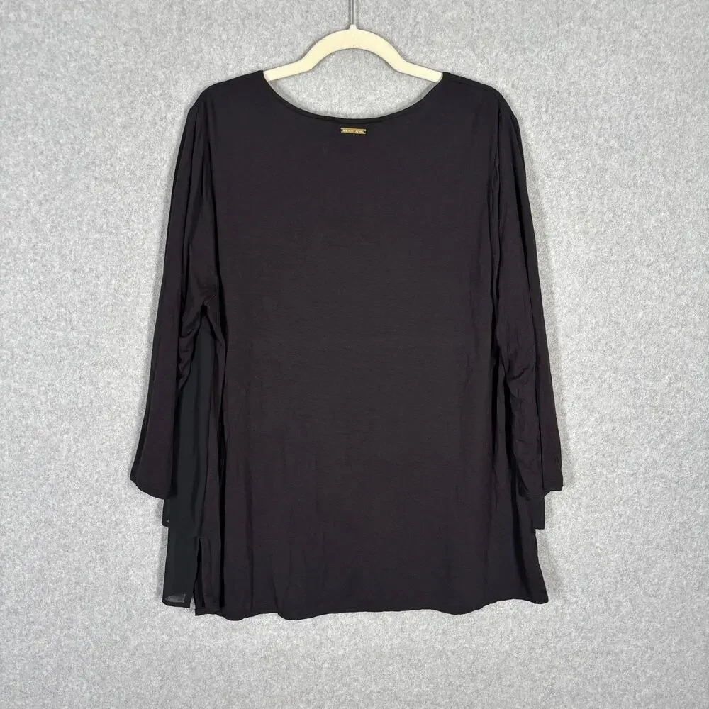 Michael Kors Tunic Top 1X Sheer Stretch Layered‎ Tiered Lagenlook Minimal Artsy